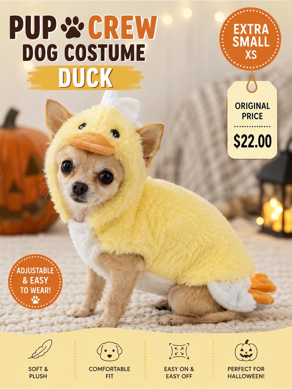 Pup Crew Duck Dog Costume - Yellow - Pup Crew